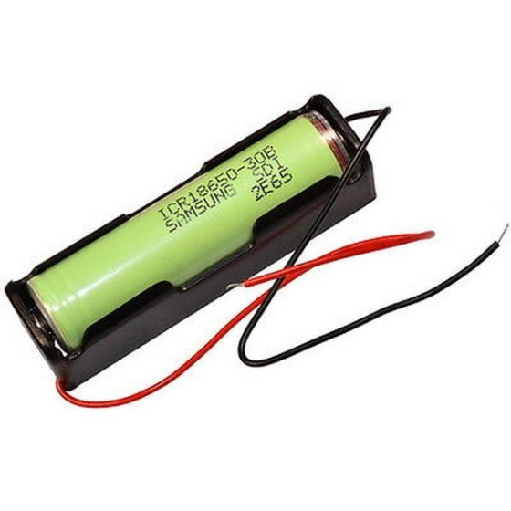 8527 - Koszyk na akumulator 1x 18650 3,7V Li-Ion - koszyczek na baterie (ogniwo) z przewodami