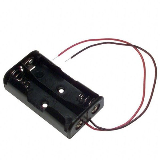 9812 - Koszyk na baterie 2xAA (R6 1.5V) - koszyczek kostka z przewodami